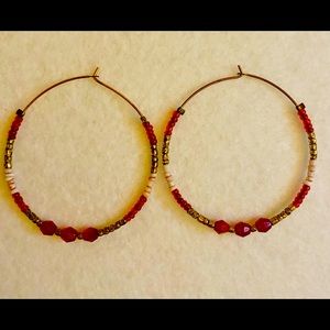 70’s vintage hoops with red beads.